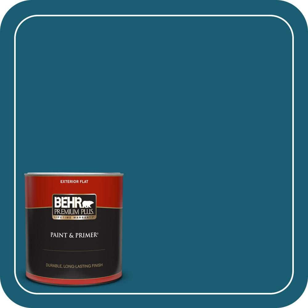 BEHR PREMIUM PLUS 1 qt. #540D-7 Deep Blue Sea Flat Exterior Paint & Primer (1)