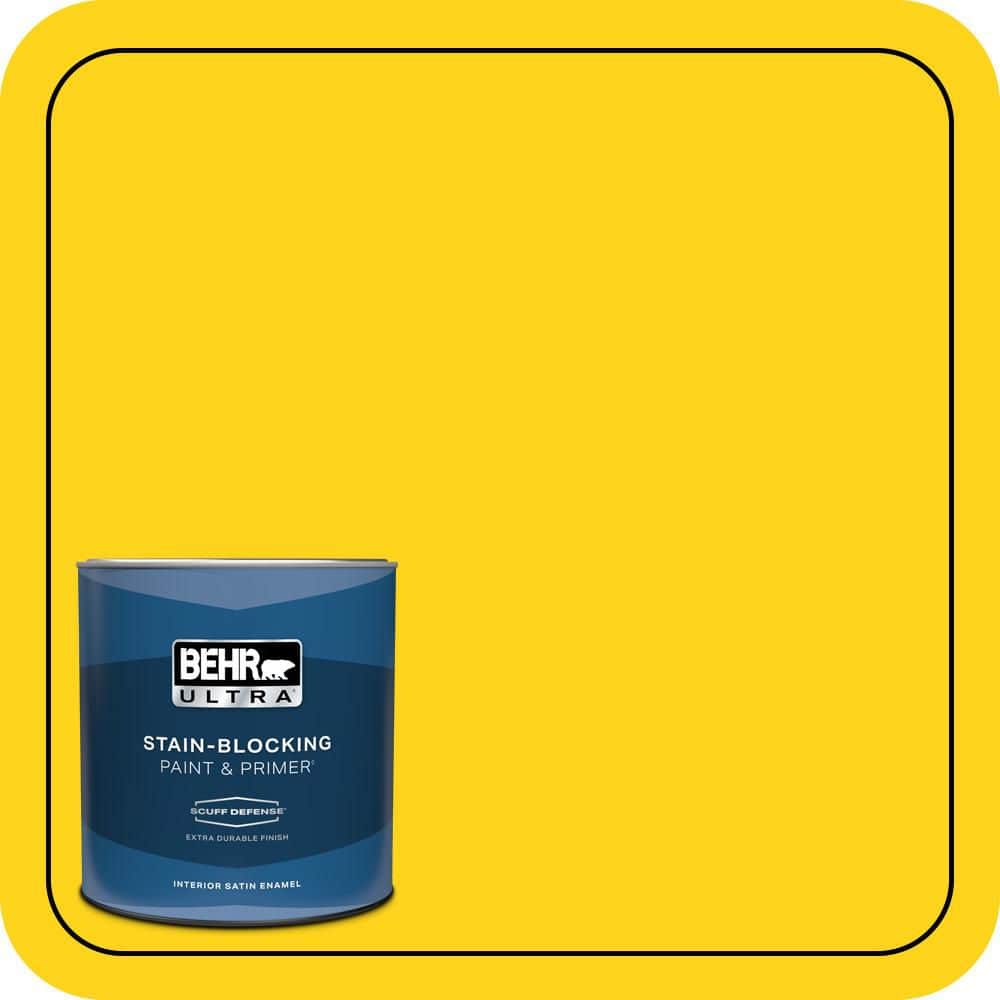 BEHR ULTRA 1 qt. #S-G-390 Lemon Zest Extra Durable Satin Enamel Interior Paint & Primer
