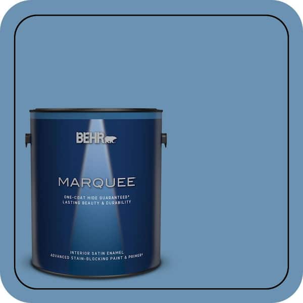 BEHR MARQUEE 1 gal. #M510-4 Brittany Blue One-Coat Hide Satin Enamel Interior Paint & Primer (2)