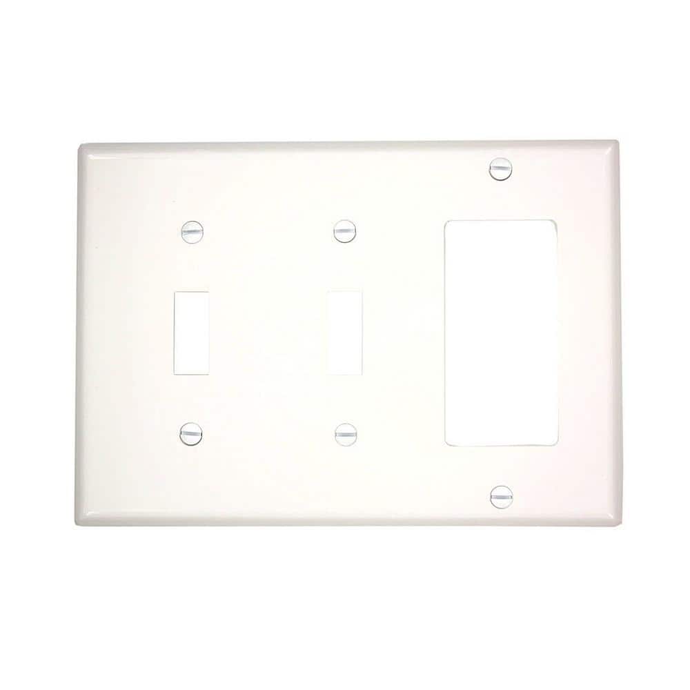 Leviton 3-Gang White 2-Toggle / 1-Decora/Rocker Nylon Standard Wall Plate (1-Pack) 80745-W (1)