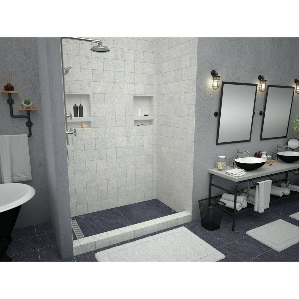 Tile Redi Redi Trench 30 in. x 48 in. Single Threshold Shower Base with Left Drain and Polished Chrome Trench Grate (2)