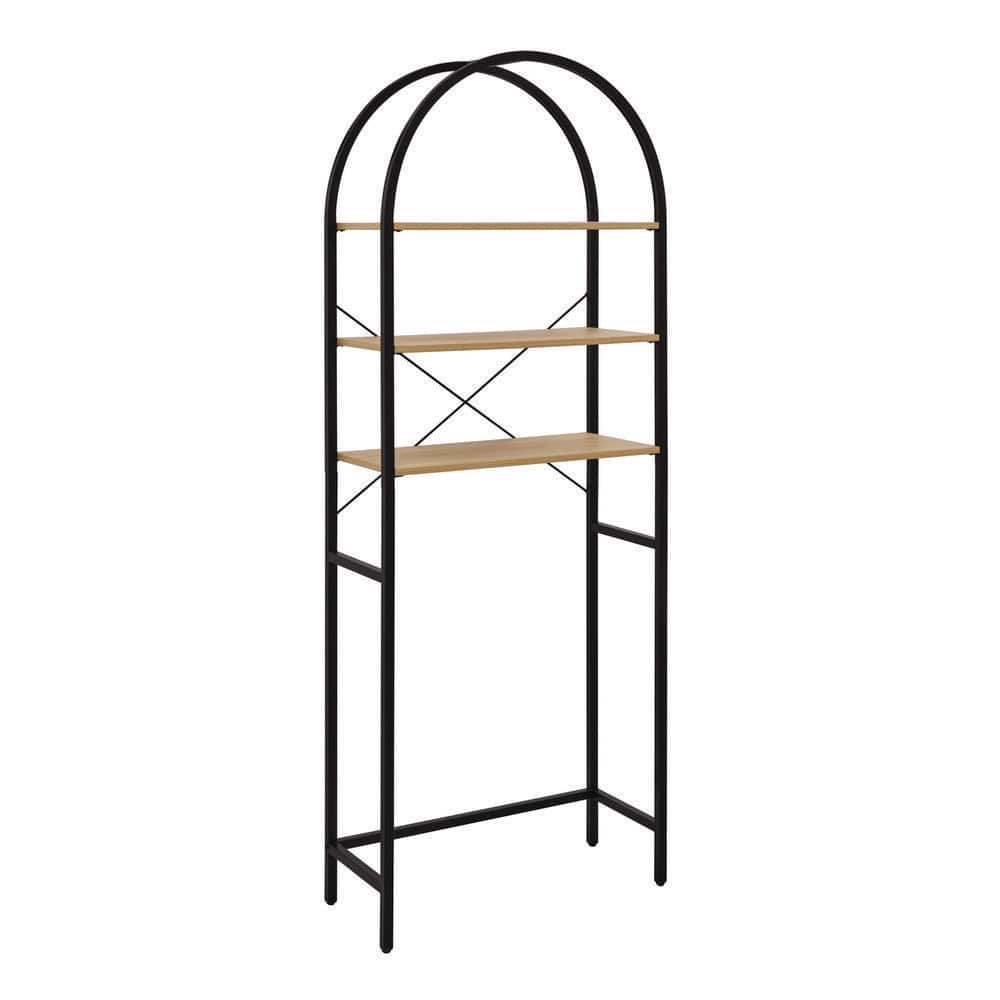 Glacier Bay 26 in. W x 68.2 in. H x 11 in. D Mixed Material Arched Natural Oak Over The Toilet Storage with Adjustable Shelves (3)