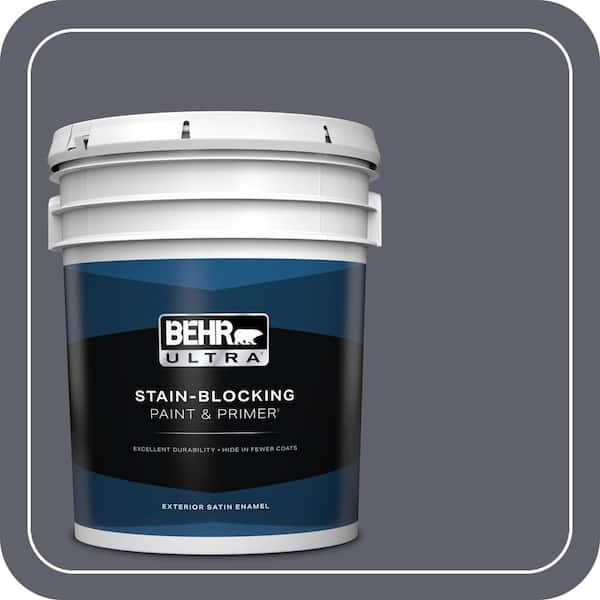 BEHR ULTRA 5 gal. #N540-6 Script Ink Satin Enamel Exterior Paint & Primer (2)