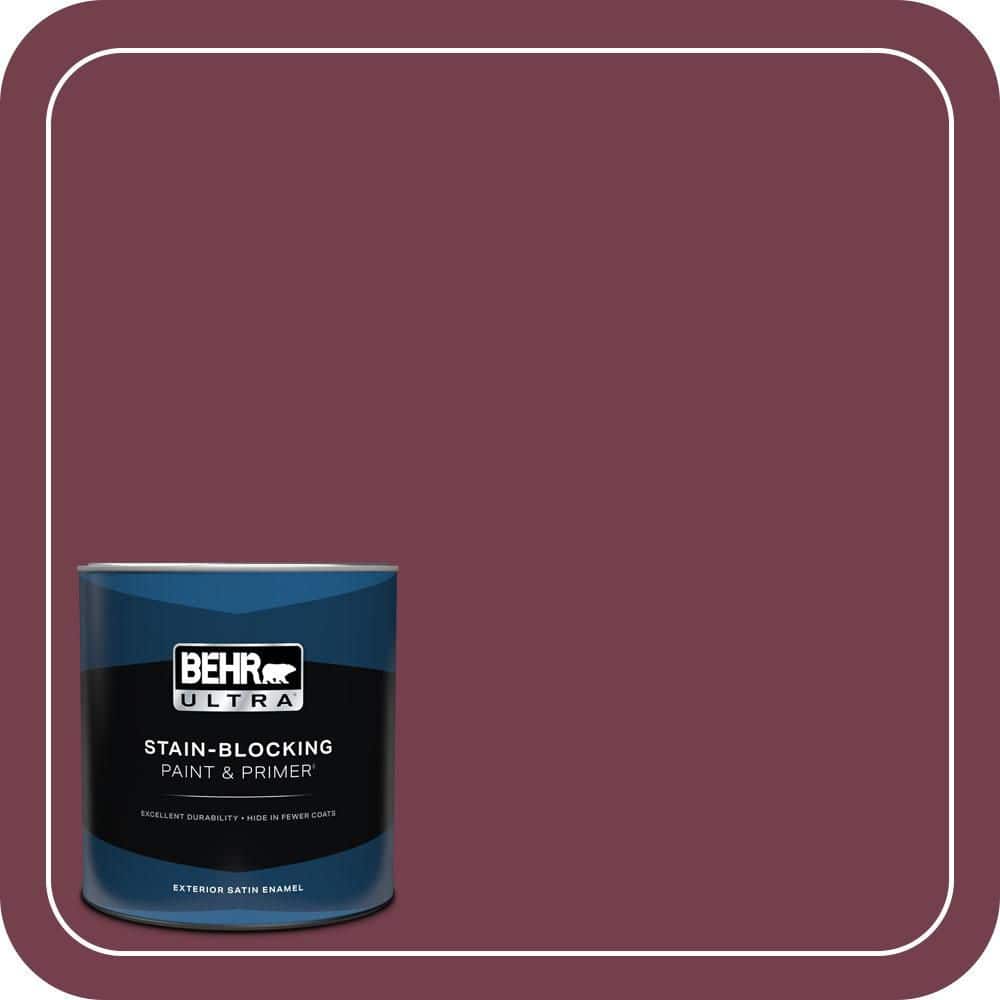 BEHR ULTRA 1 qt. #T11-4 Blood Rose Satin Enamel Exterior Paint & Primer