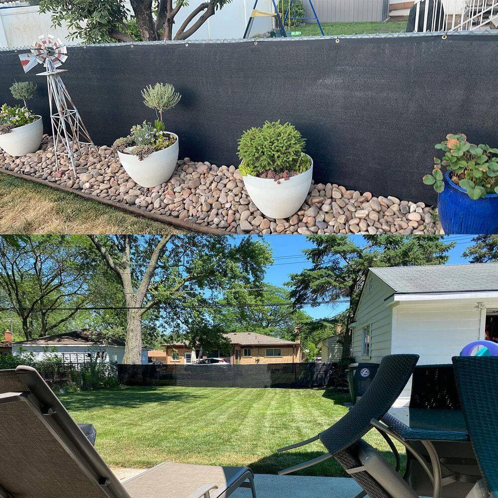 Shade&Beyond 6 ft. x 50 ft. Sand 150 GSM HDPE Privacy Fence Screen Garden Fence (3)
