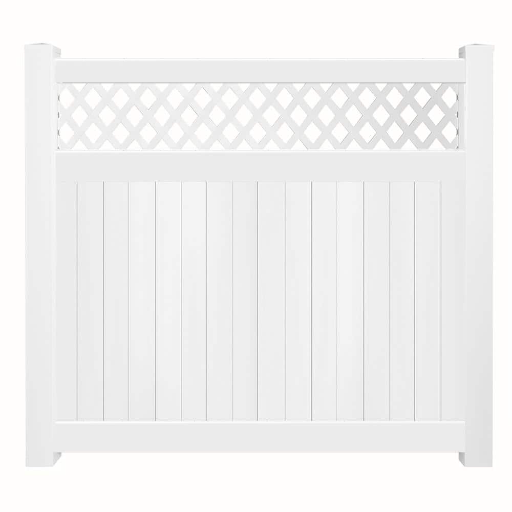 Weatherables Glenshire 72 in. H x 212 ft. L White Vinyl Complete Privacy Fence with Lattice Project Pack