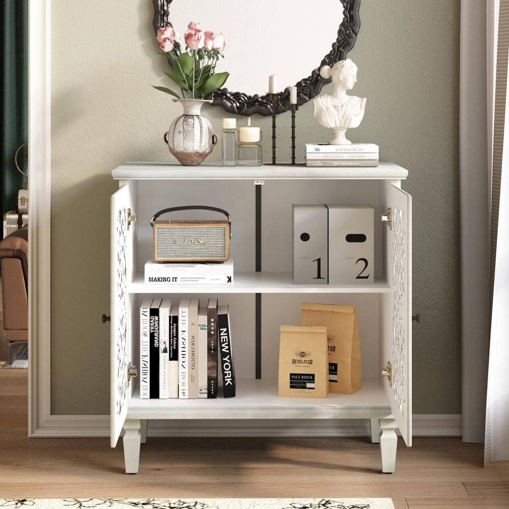 COWLOWN 31.5 in. W x 15.75 in. D x 31.5 in. H White 2-Door Linen Cabinet with Adjustable Shelf (3)
