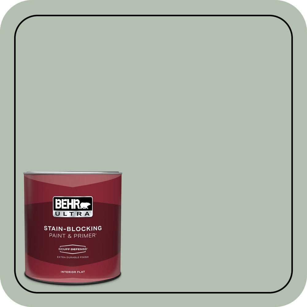 BEHR ULTRA 1 qt. #N400-3 Flagstaff Green Extra Durable Flat Interior Paint & Primer