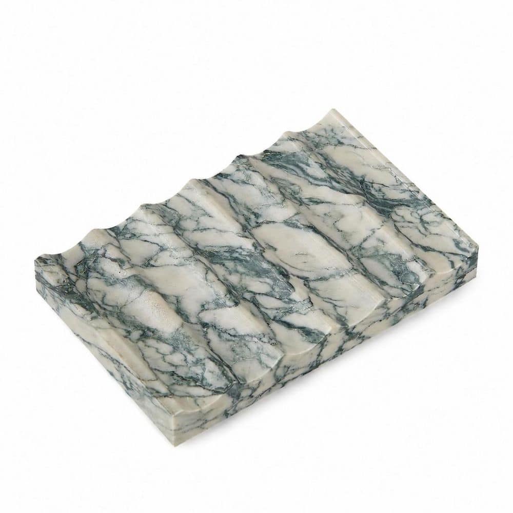 Unbranded 1 Pack Cyan Green Natural Marble Soap Dish Freestanding Non Slip Stone Bar Holder Tray for the Bathroom (1)