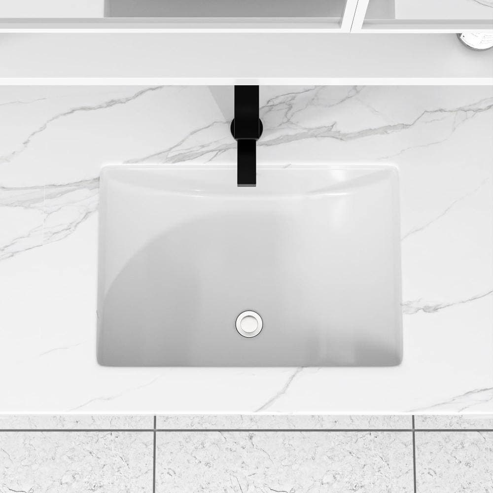 Fulorni 21 in. White Porcelain Ceramic Rectangular Undermount Bathroom Sink with Overflow, Under-Counter Vanity Lavatory Basin (2)