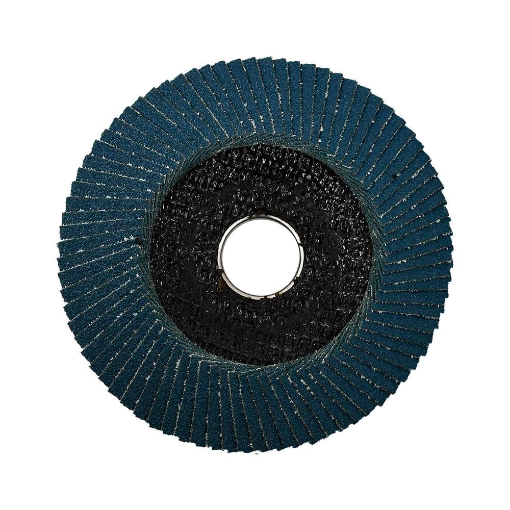 RIDGID 4-1/2 in. x 7/8 in. Flap Discs, 80 Grit Type 29 Blue Zirconia ZA80 for use on Right Angle Grinders (3)