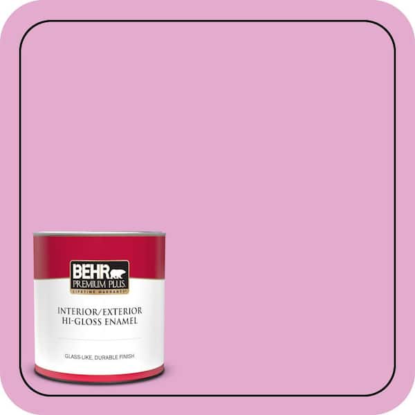 BEHR PREMIUM PLUS 1 qt. #680A-3 Pink Bliss Hi-Gloss Enamel Interior/Exterior Paint & Primer (2)