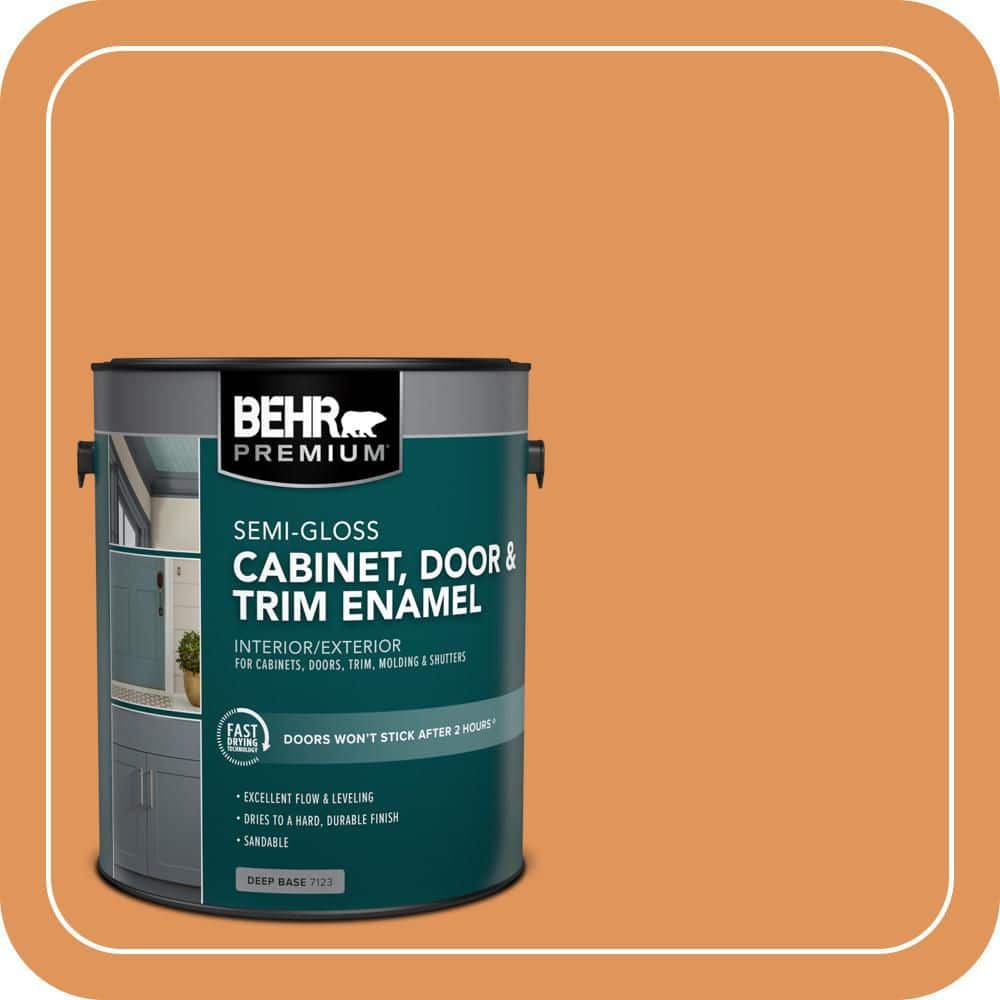 BEHR PREMIUM 1 gal. #M230-6 Amiable Orange Semi-Gloss Enamel Interior/Exterior Cabinet, Door & Trim Paint
