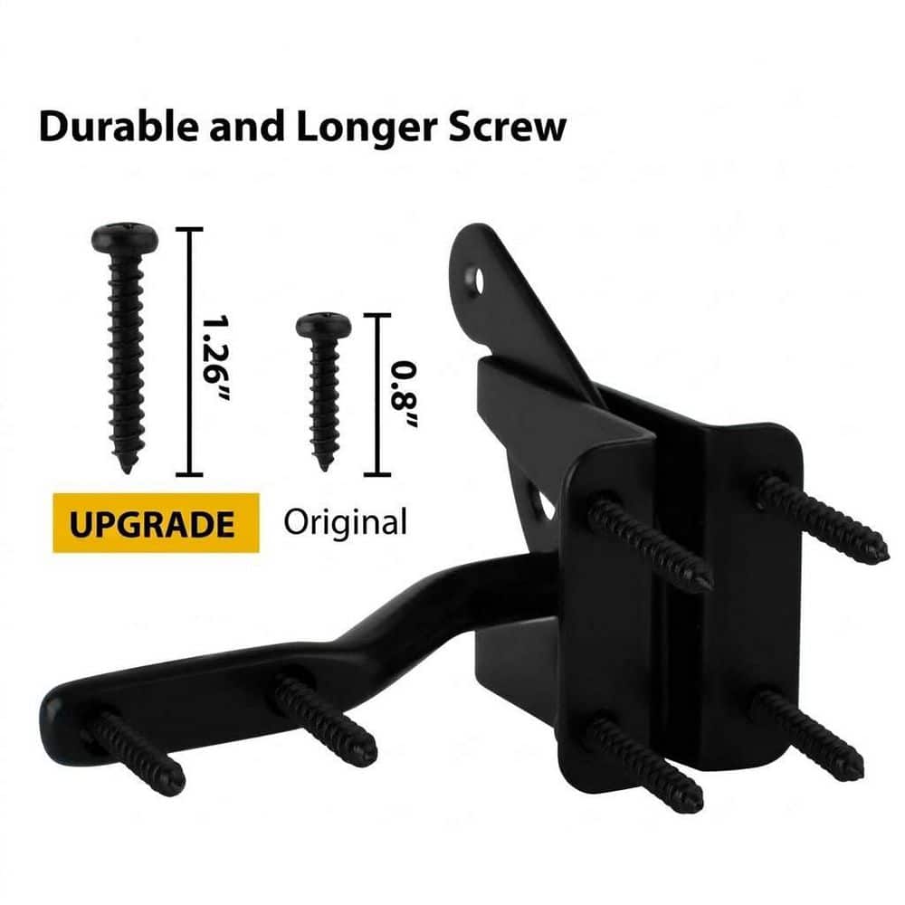 Unbranded Self-Closing Gravity Gate Latch Heavy Duty Black Powder Coat Steel for Wood or Metal Fence Door Padlockable (3)