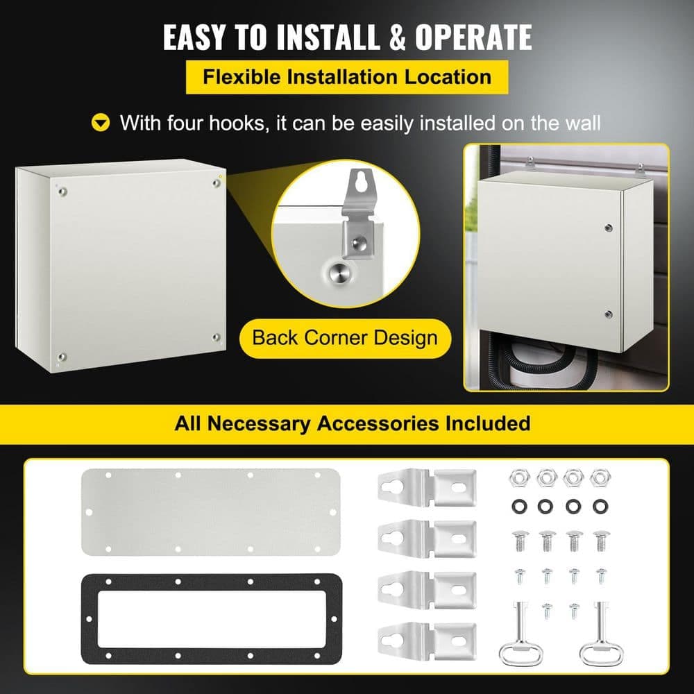 SKYSHALO NEMA 4X Metal Electric Enclosure 24 x 24 x 12 in., NEMA Metal Case, IP66 Water & Dust Resistant, Mounting Plate Included (2)