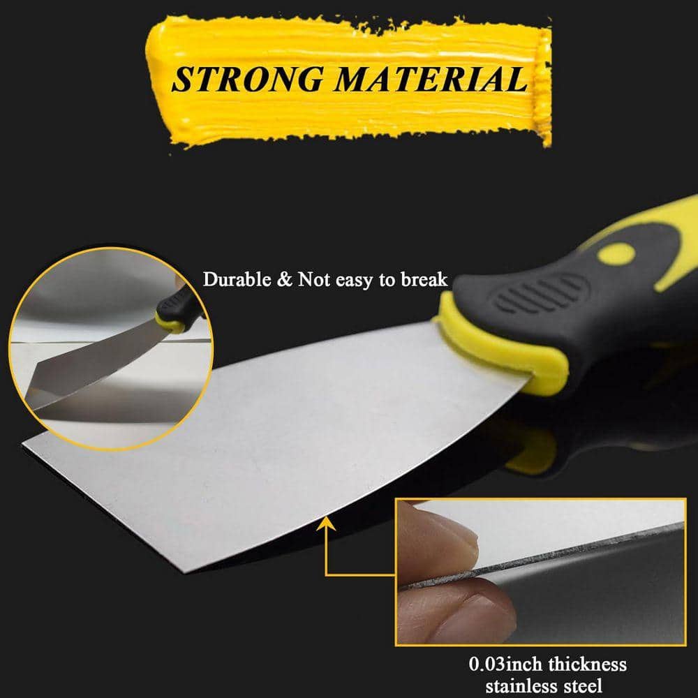 KIWDZFU Putty Knife Set 1 2 3 4 5 x 8IN Stainless Steel Paint Scraper Drywall Tools No Rust for Home Improvement (3)