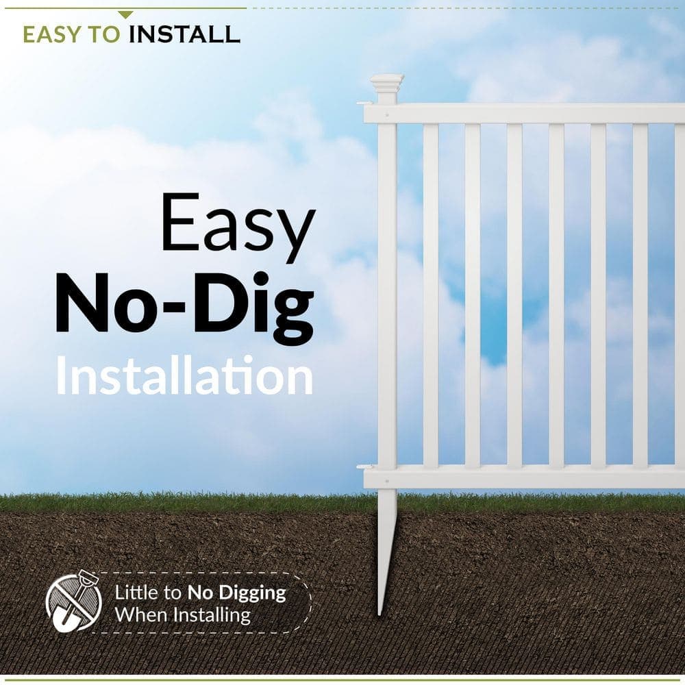 Zippity Outdoor Products 3 ft. H x 3.5 ft. W Baskenridge No-Dig Vinyl Garden Picket Fence Panel Kit (2-Pack) (3)