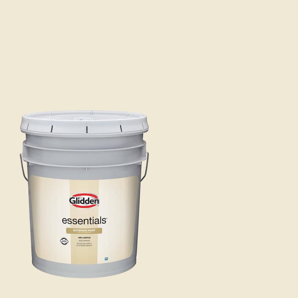 Glidden Essentials 5 gal. PPG1105-1 Creamy White Satin Exterior Paint