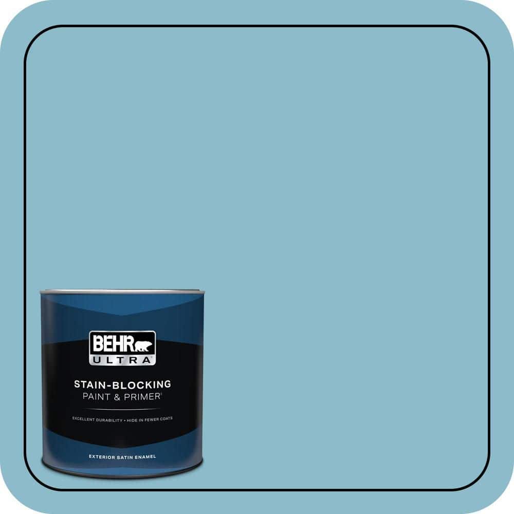 BEHR ULTRA 1 qt. #S460-3 Blue Echo Satin Enamel Exterior Paint & Primer