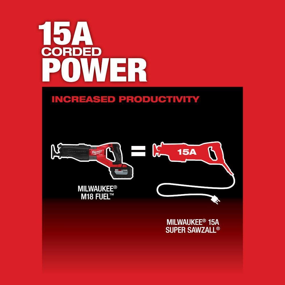 Milwaukee M18 FUEL 18V Lithium-Ion Brushless Cordless SUPER SAWZALL Orbital Reciprocating Saw w/5.0Ah Battery & Sawzall Blade Set (4)