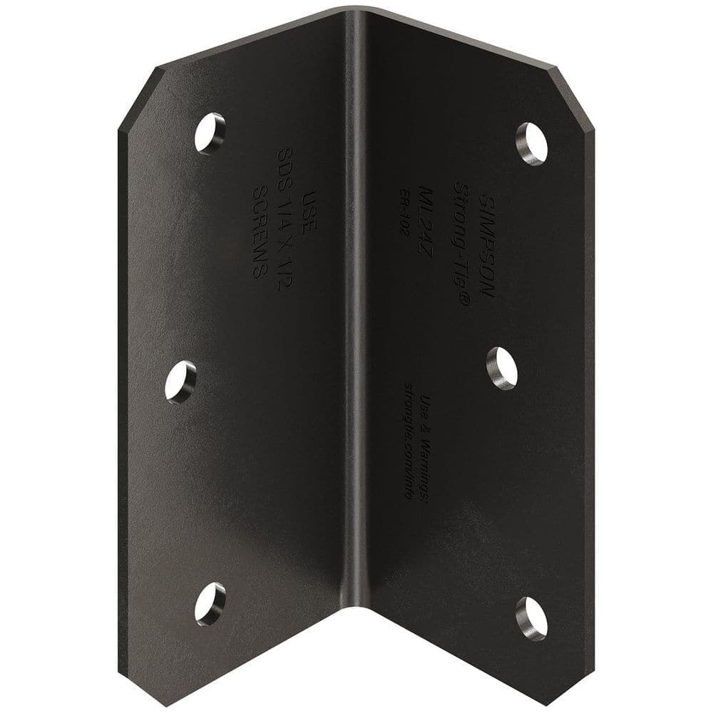 Simpson Strong-Tie Outdoor Accents MLPC 2 in. x 4 in. 12-Gauge ZMAX, Black Powder-Coated Medium L Angle (1)