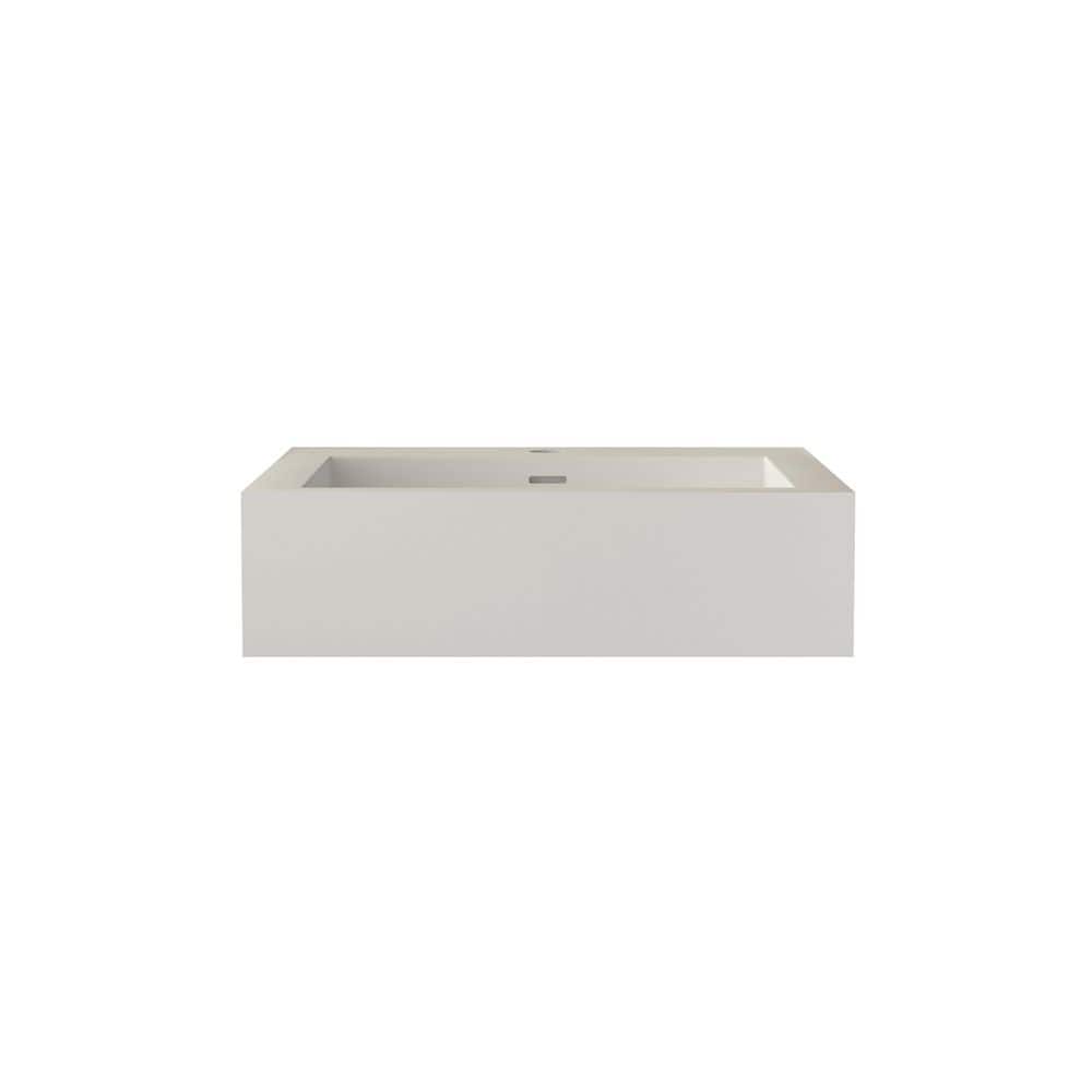 LIVACA 18.90 in. x 18.90 in. Drop-In Bathroom Sink in Matte White Solid Surface with Single Faucet Hole (1)