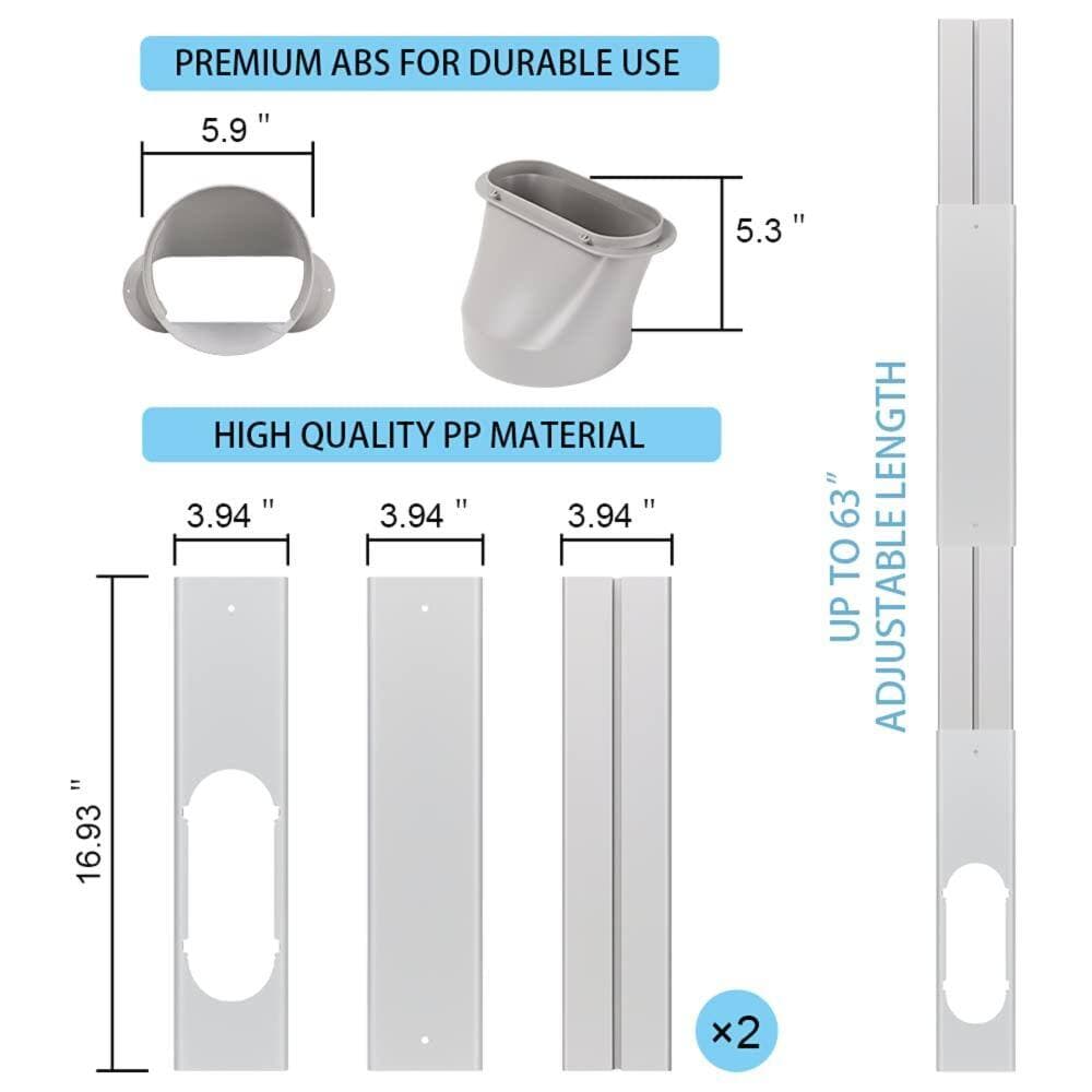 Unbranded Portable Air Conditioner Window Vent Kit with 5.9 in Exhaust Hose and Adjustable AC Seal Panel (3)