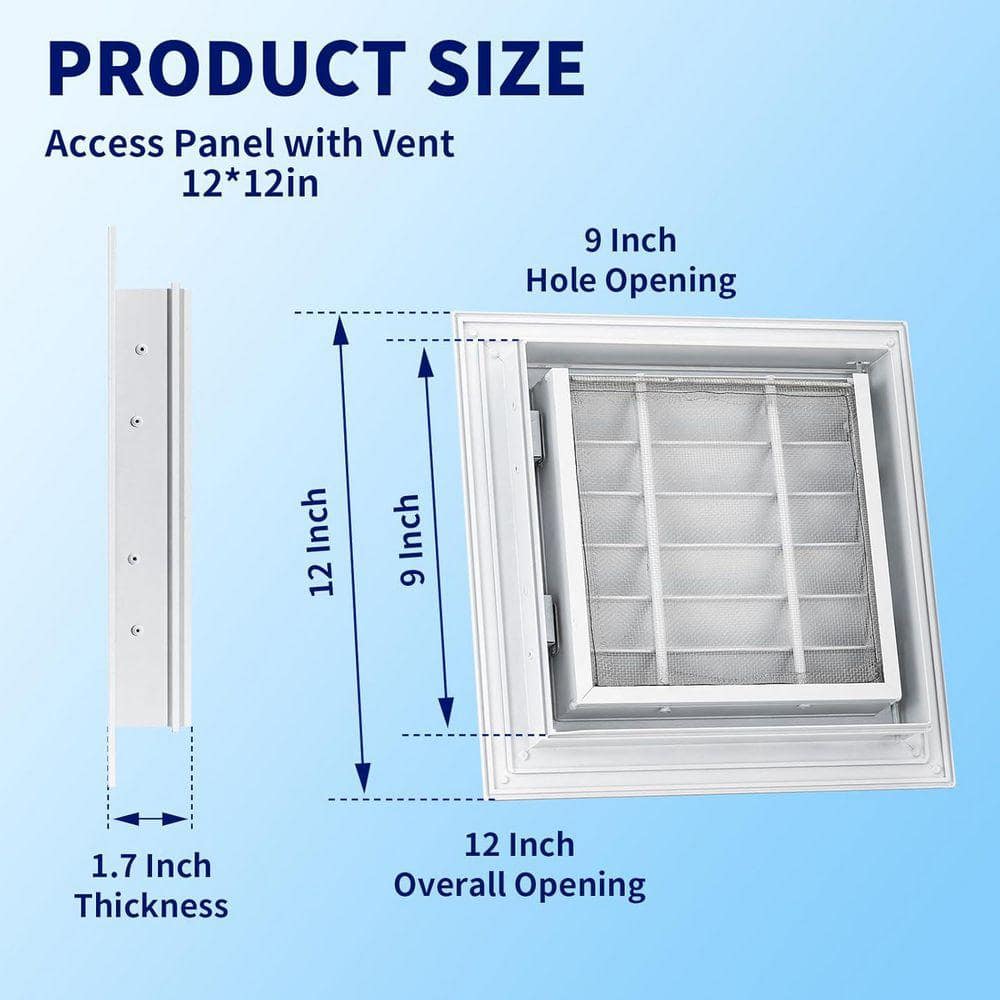 KIWDZFU 12 x 12 in. Access Doors Durable Access Panel for Drywall Push-Button Switch Vent Aluminum Alloy White (3)