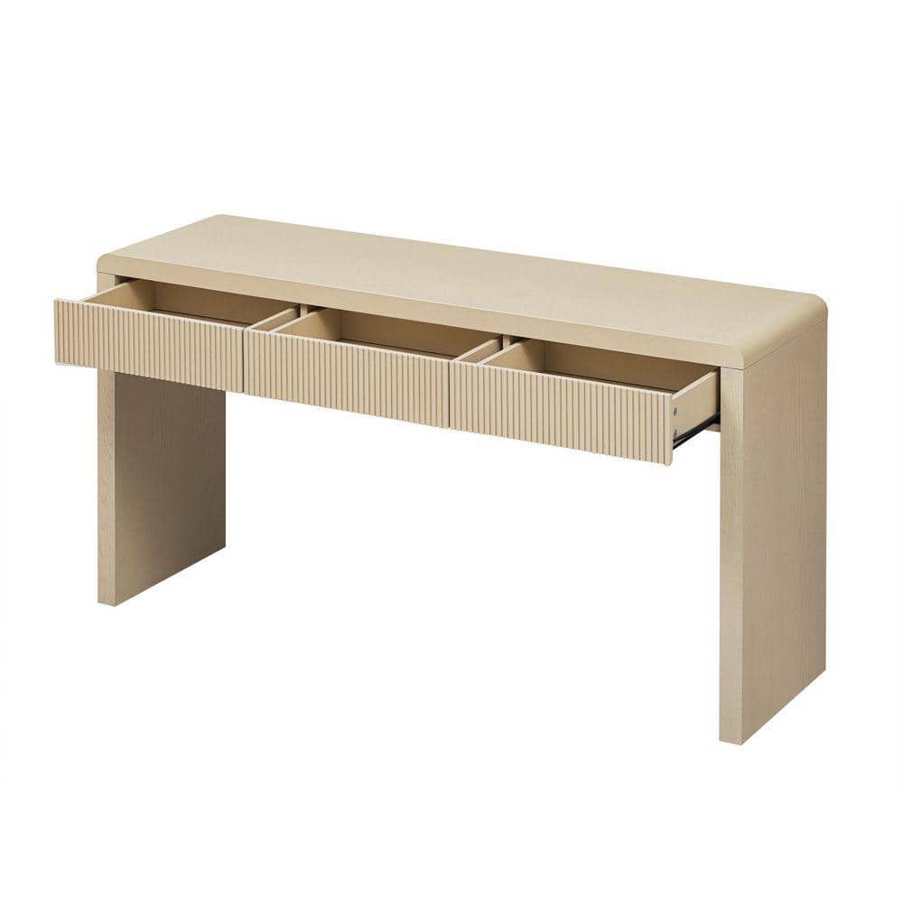 COWLOWN 55.1 in. W x 15.8 in. D x 29.8 in. H Bathroom Beige Linen Cabinet (1)