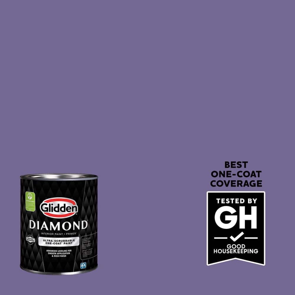 Glidden Diamond 1 qt. PPG1175-6 Purple Grapes Semi-Gloss Interior Paint with Primer