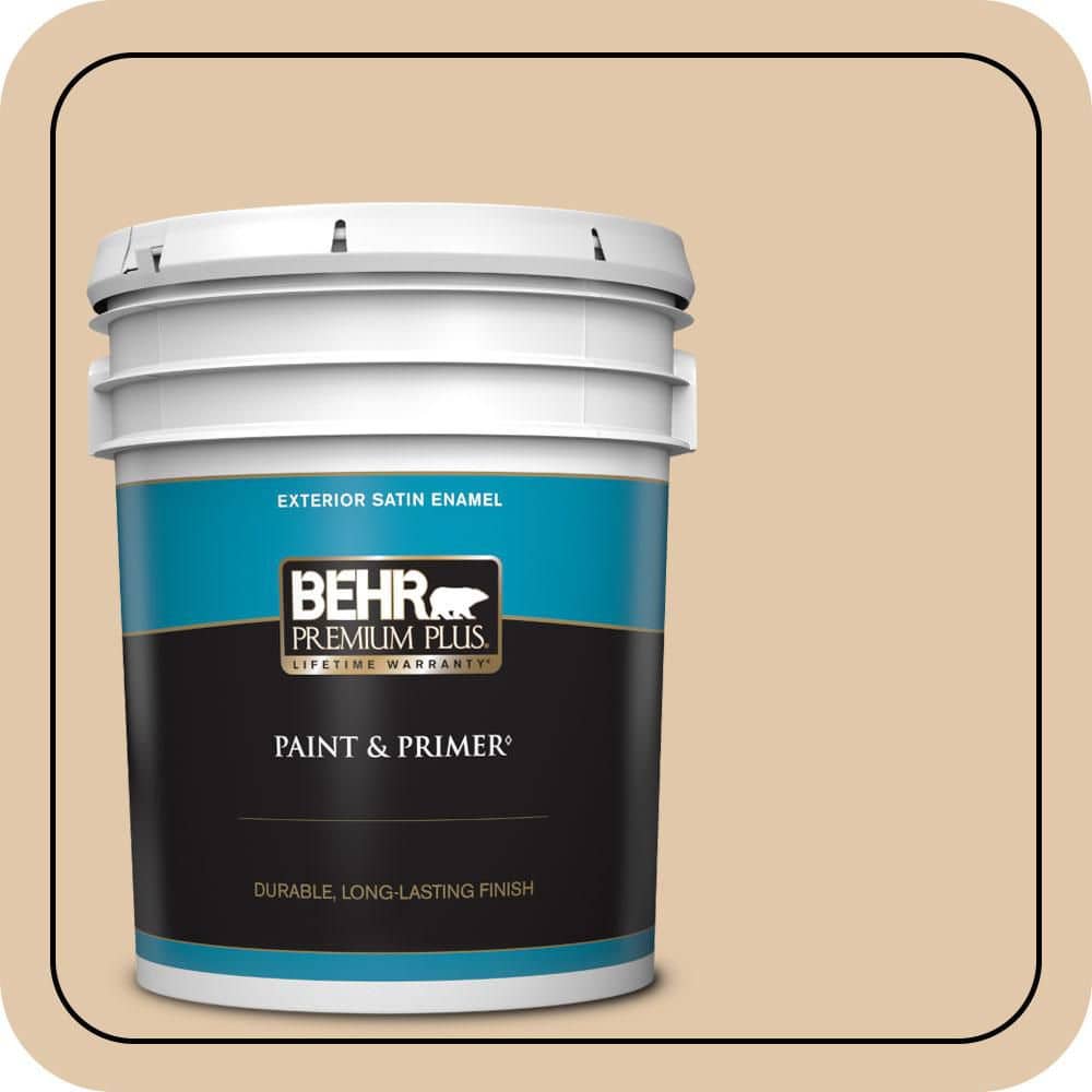 BEHR PREMIUM PLUS 5 gal. #MQ2-08 Irish Cream Satin Enamel Exterior Paint & Primer