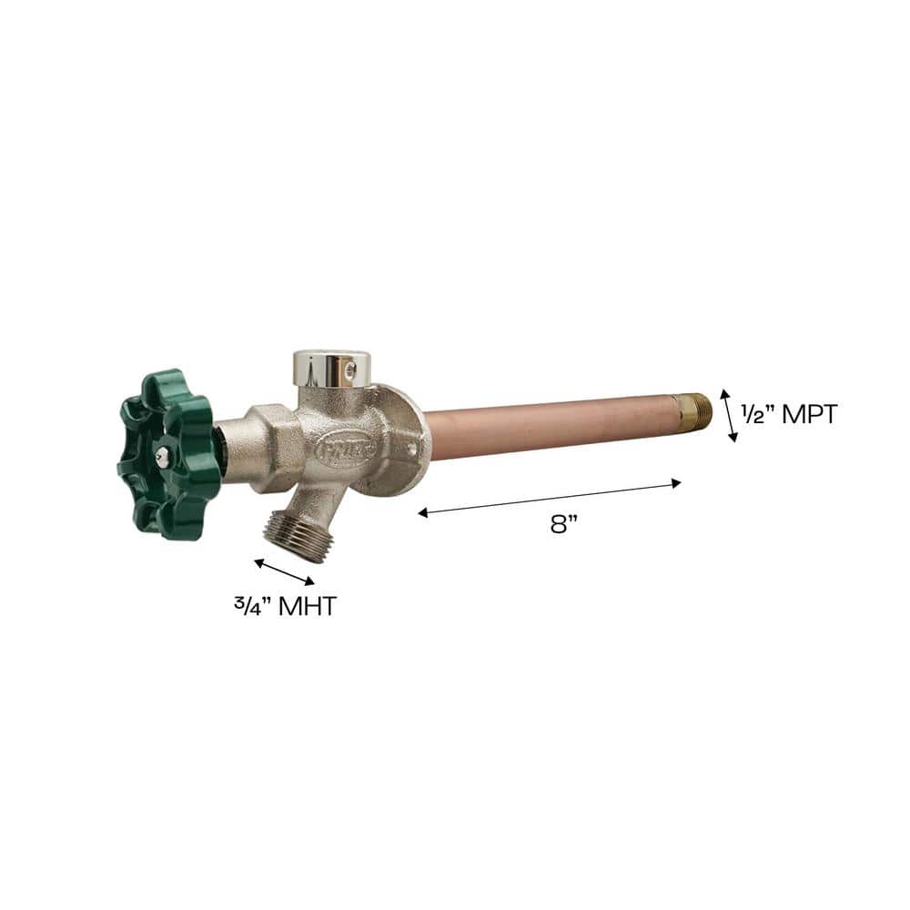 Prier Products 1/2 in. x 8 in. Brass MPT x SWT Heavy-Duty Frost Free Anti-Siphon Outdoor Wall Hydrant (2)