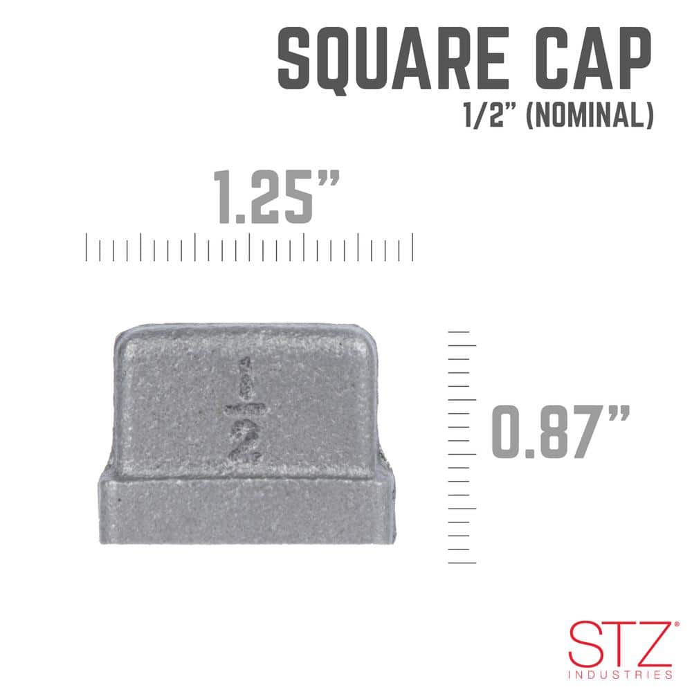 STZ 1/2 in. Black Iron Square Cap (3)
