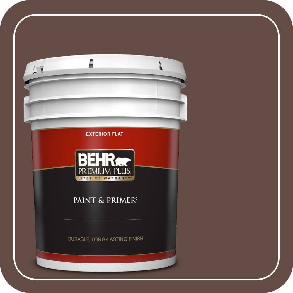 BEHR PREMIUM PLUS 5 gal. #PPU3-20 Cinnabark Flat Exterior Paint & Primer (1)