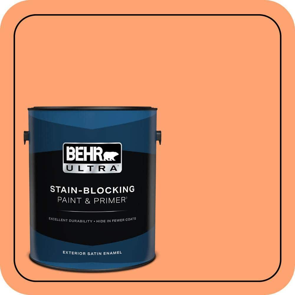 BEHR ULTRA 1 gal. #P210-5 Cheerful Tangerine Satin Enamel Exterior Paint & Primer