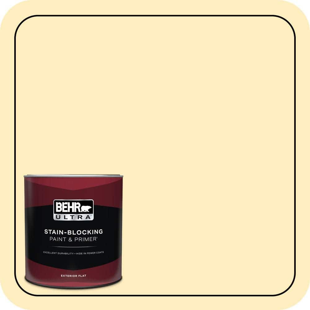 BEHR ULTRA 1 qt. #P290-1 Soft Buttercup Flat Exterior Paint & Primer