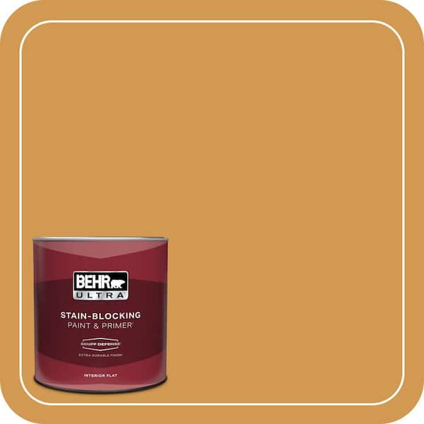 BEHR ULTRA 1 qt. #PPU6-02 Saffron Strands Extra Durable Flat Interior Paint & Primer (2)