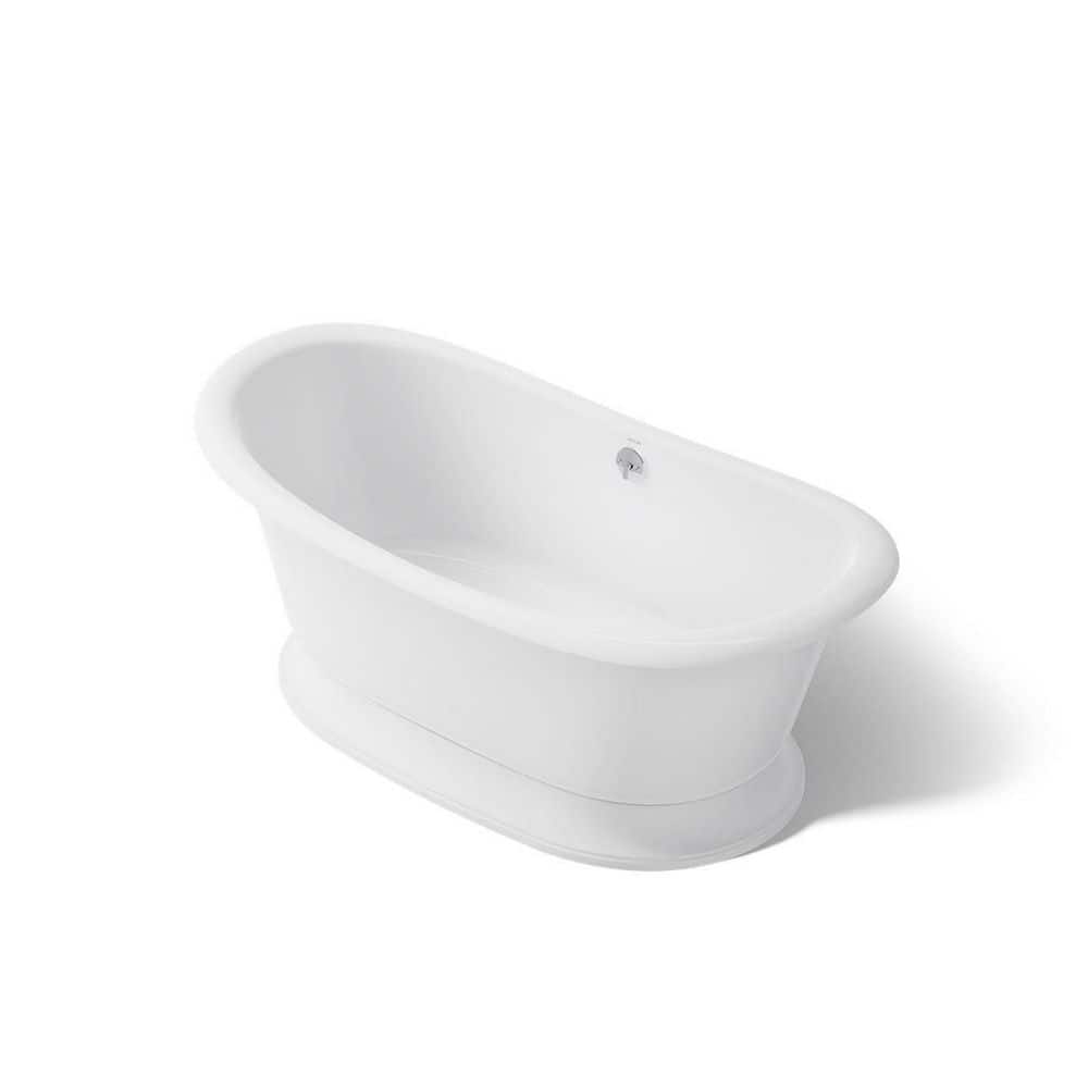 KOHLER Artifacts 66 in. x 32.5 in. Soaking Bathtub with Center Drain in White, White Exterior (1)