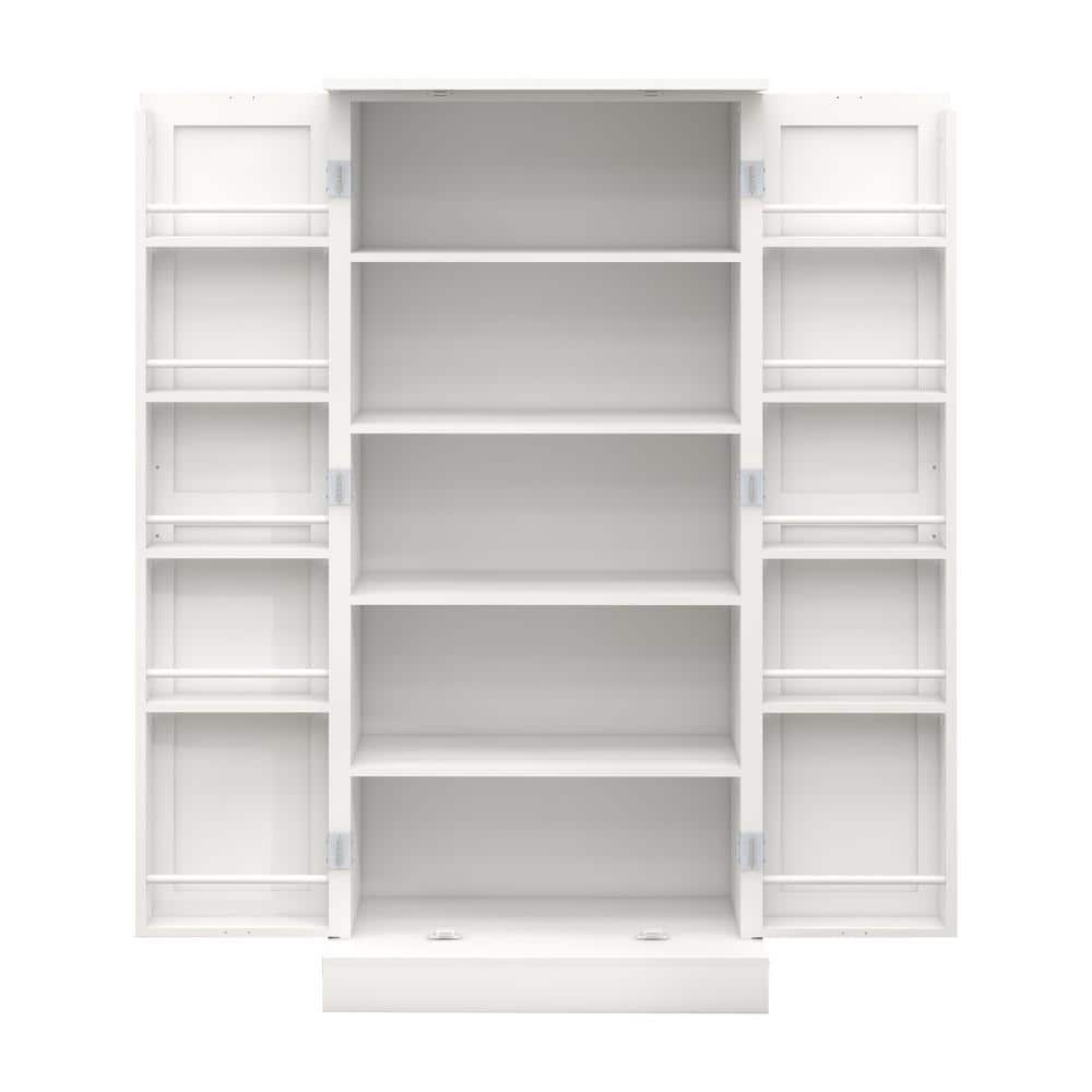 Unbranded Modern 23.62 in. W x 15.75 in. D x 50 in. H White Linen Cabinet with Doors Racks and Shelves, Kitchen Pantry Cabinet (2)
