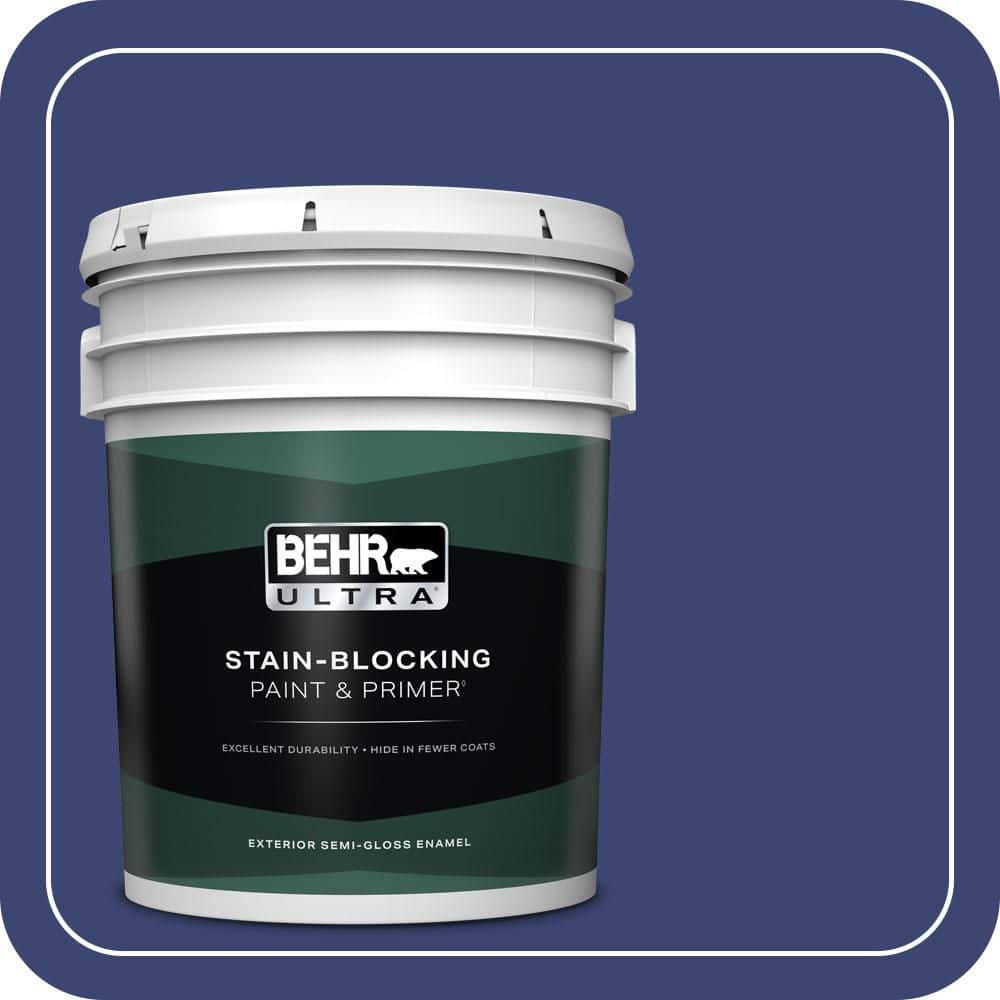 BEHR ULTRA 5 gal. #T18-18 Constellation Blue Semi-Gloss Enamel Exterior Paint & Primer