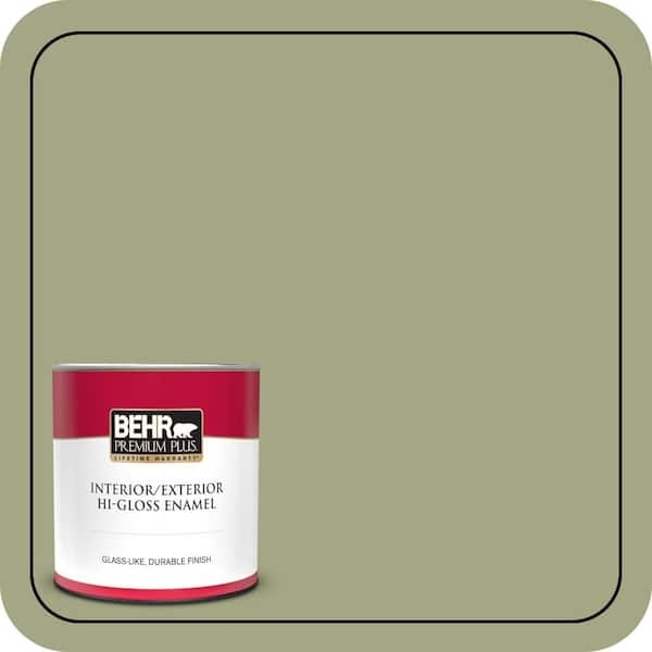 BEHR PREMIUM PLUS 1 qt. #S370-4 Rejuvenation Hi-Gloss Enamel Interior/Exterior Paint & Primer (2)