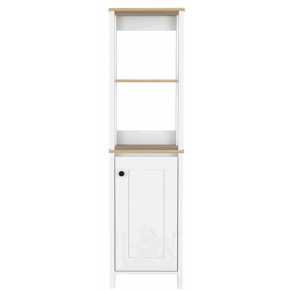 Tahanbath 15.70 in. W x 15.70 in. D x 59.30 in. H Multi-Color Wood Freestanding Linen Cabinet w/2-Open Shelves in Multi-Color (1)