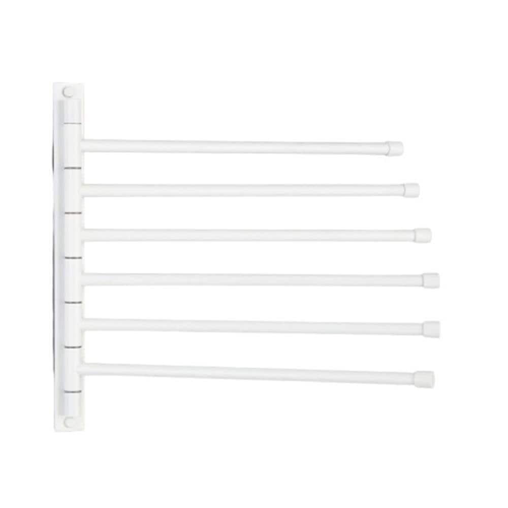 Unbranded 14.29 in. Wall Mounted 6-Arm Swing Towel Bar Rack with Rotating Bars and Stainless Steel for Towels in White (1)