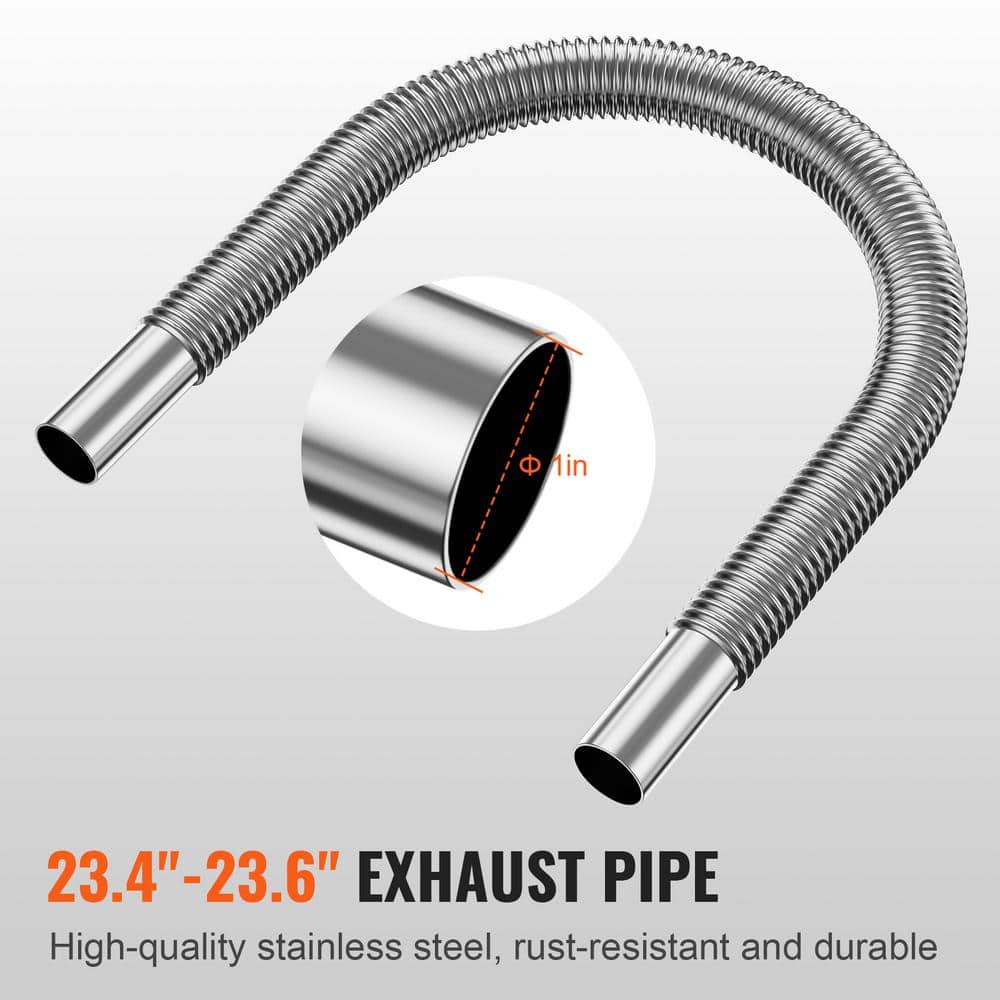 VEVOR Diesel Heater Pipe Ducting Set 3 in. Extendable Air Duct Hose 1 in. Stainless Steel Exhaust Pipe 2 Air Vents (2)