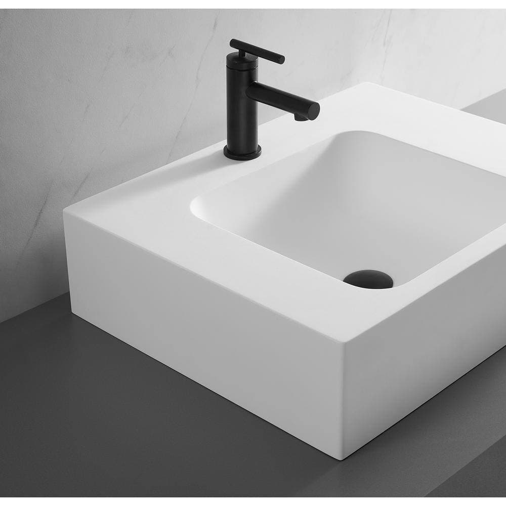 SERENE VALLEY 26 in. Wall-Mount or Countertop Install, Bathroom Composite Sink with Single Faucet Hole in Matte White (2)