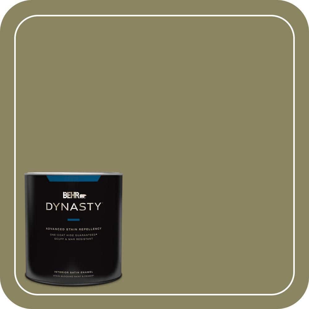 BEHR DYNASTY 1 qt. #S350-5 Green Scene One-Coat Hide Satin Enamel Interior Stain-Blocking Paint & Primer