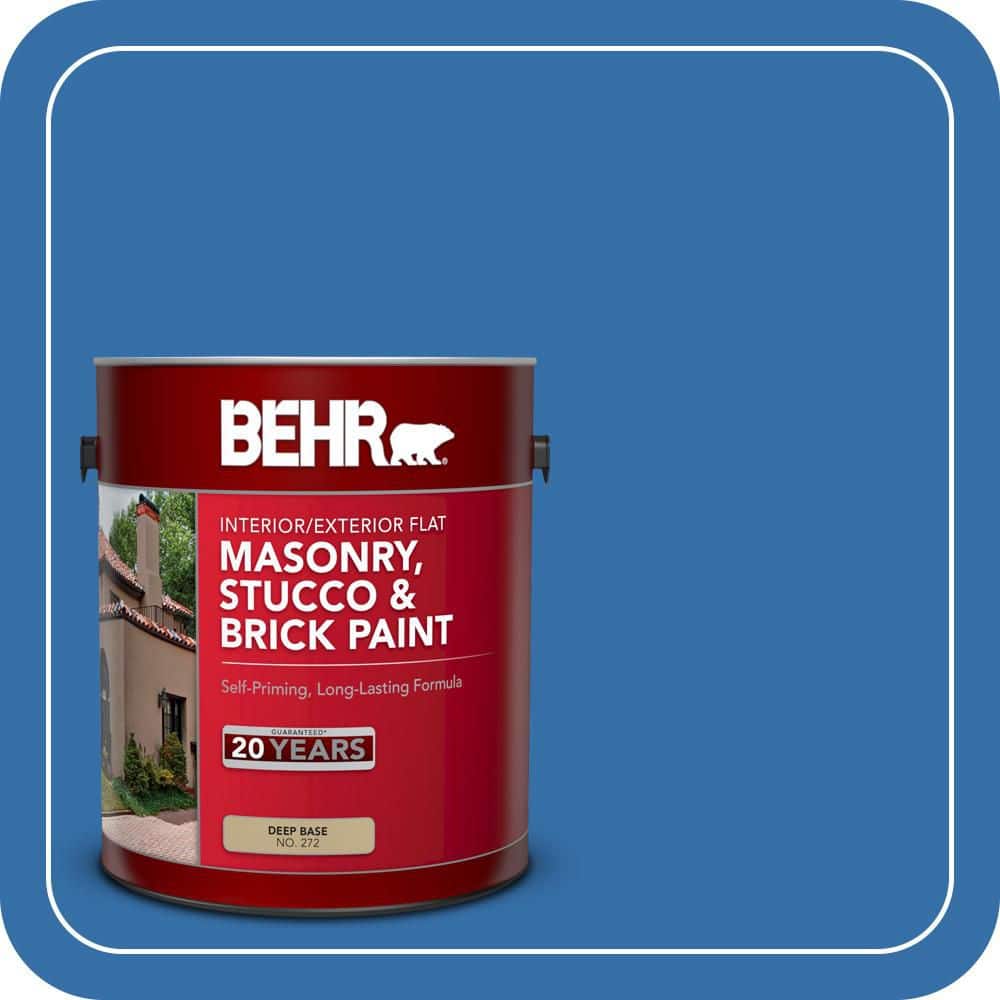 BEHR 1 gal. #P520-6 Mega Blue Flat Interior/Exterior Masonry, Stucco and Brick Paint