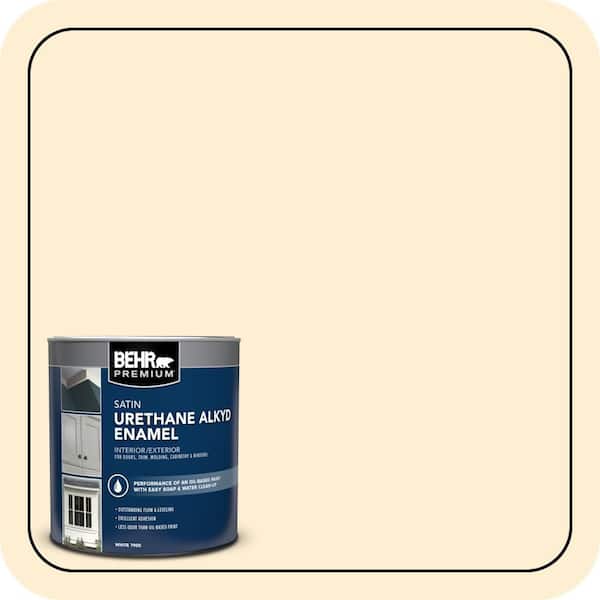 BEHR PREMIUM 1 qt. #330A-1 Bonnie Cream Satin Enamel Urethane Alkyd Interior/Exterior Paint (2)