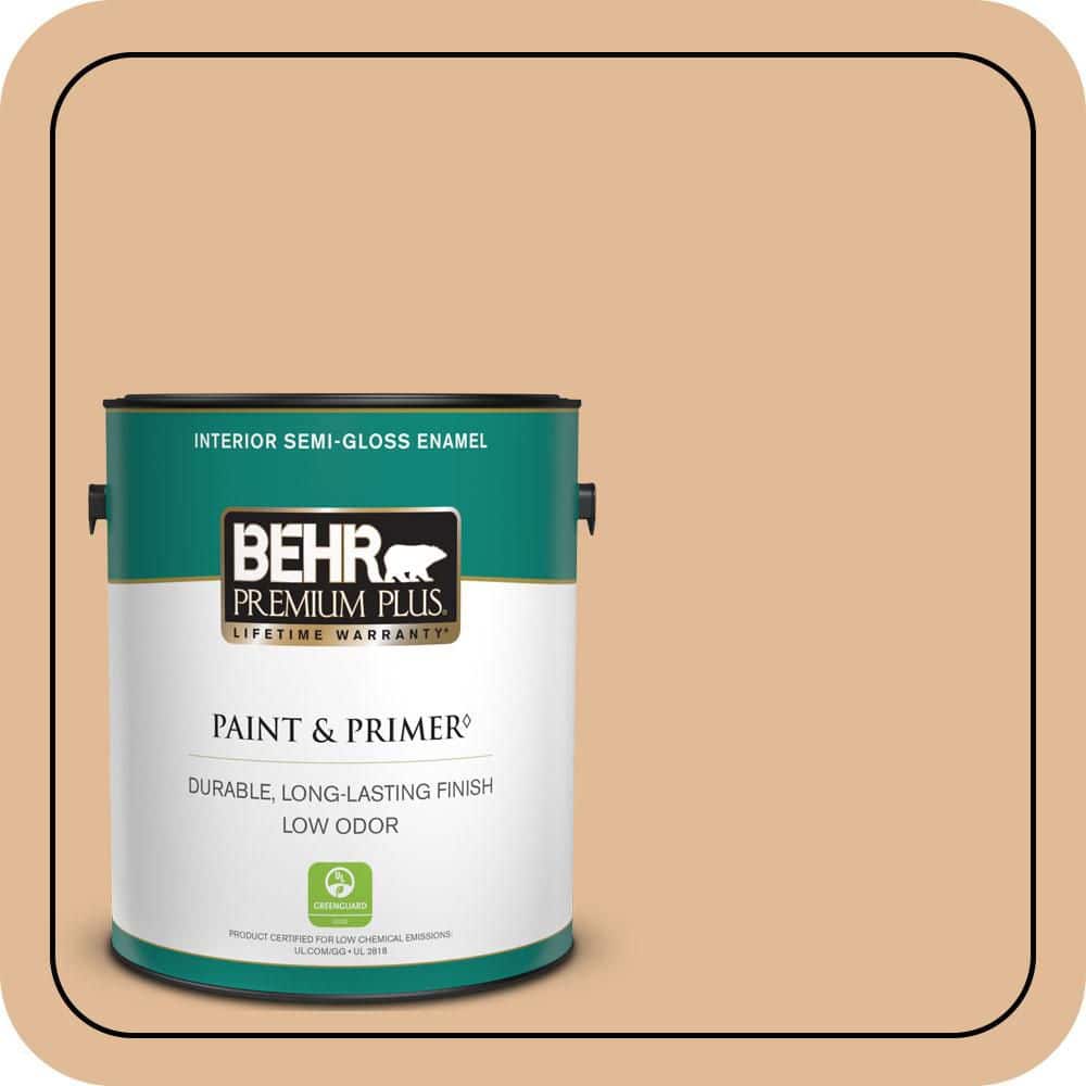 BEHR PREMIUM PLUS 1 gal. #S250-3 Honey Nougat Semi-Gloss Enamel Low Odor Interior Paint & Primer