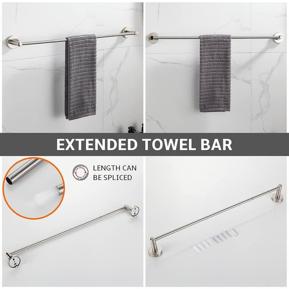 Unbranded 4-Pieces Bath Hardware Set with Mounting Hardware Adjustable Bathroom Towel Rack (2)